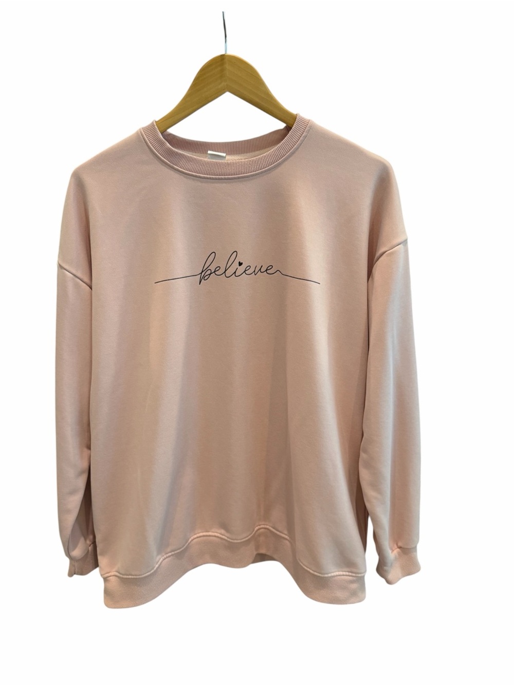 Believe Script Crewneck Sweatshirt - Blush Pink